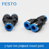 Festo T-type/Y-type/through connector QS/T/Y/L-4/6/8/10/12/14 quick plug connector QST-4 QSY-4 QS-4